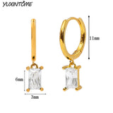 Colorful Square Zircon Hoop Earrings for Women