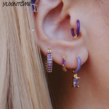 Colorful Square Zircon Hoop Earrings for Women