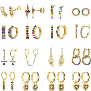 Colorful Zircon Hoop Earrings for Women, Elegant Jewelry