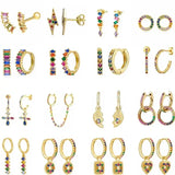 Colorful Zircon Hoop Earrings for Women, Elegant Jewelry
