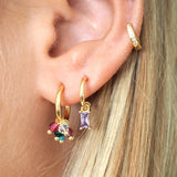 Colorful Zircon Hoop Earrings for Women, Elegant Jewelry