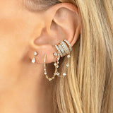 925 Silver Zirconia Double Circle Chain Hoop Earrings