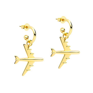 925 Silver Airplane Model Stud Earrings for Women