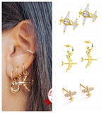 925 Silver Airplane Model Stud Earrings for Women