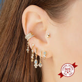 925 Silver CZ Hoop Earrings Cartilage Huggie Piercing Jewelry
