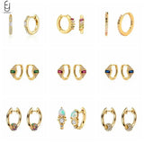 925 Silver CZ Hoop Earrings Cartilage Huggie Piercing Jewelry