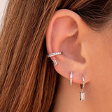 925 Silver CZ Hoop Earrings Cartilage Huggie Piercing Jewelry
