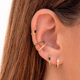 925 Silver CZ Hoop Earrings Cartilage Huggie Piercing Jewelry