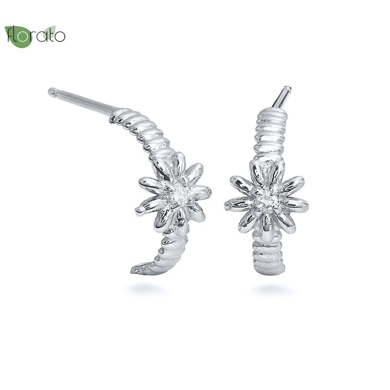 925 Silver Flower Stud Earrings Vintage Jewelry Gift