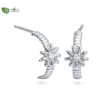 925 Silver Flower Stud Earrings Vintage Jewelry Gift