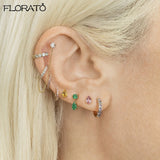 925 Silver Pink Heart Earrings 18K Hoop Ear Jewelry