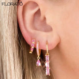 925 Silver Pink Heart Earrings 18K Hoop Ear Jewelry