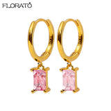 925 Silver Pink Heart Earrings 18K Hoop Ear Jewelry