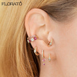 925 Silver Pink Heart Earrings 18K Hoop Ear Jewelry