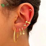 925 Silver Star Stud Earrings for Women Cartilage Piercing