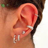 925 Silver Star Stud Earrings for Women Cartilage Piercing