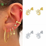 925 Silver Star Stud Earrings for Women Cartilage Piercing