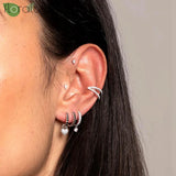 925 Silver Sweet Heart Small Hoop Earrings Women's Jewelry Gift