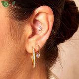 925 Silver Sweet Heart Small Hoop Earrings Women's Jewelry Gift