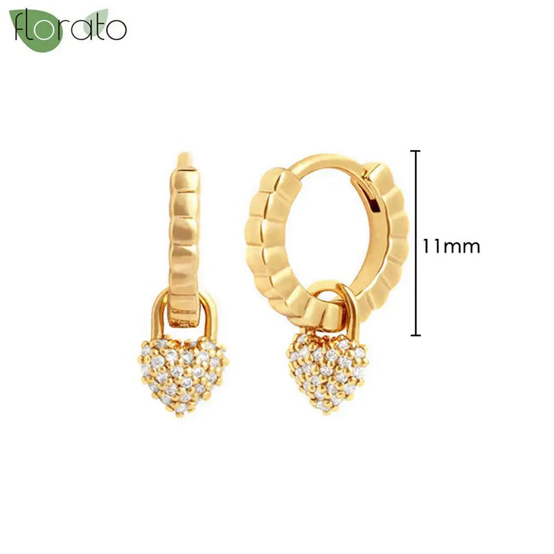 925 Silver Sweet Heart Small Hoop Earrings Women's Jewelry Gift