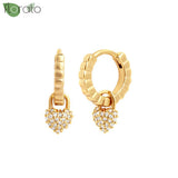 925 Silver Sweet Heart Small Hoop Earrings Women's Jewelry Gift