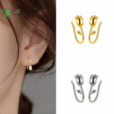 925 Silver Tulip Flower Hoop Earrings Wedding Jewelry