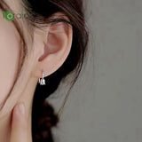 925 Silver Tulip Flower Hoop Earrings Wedding Jewelry