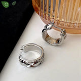 925 Silver Needle Diamond Pattern Big Hoop Earrings for Women