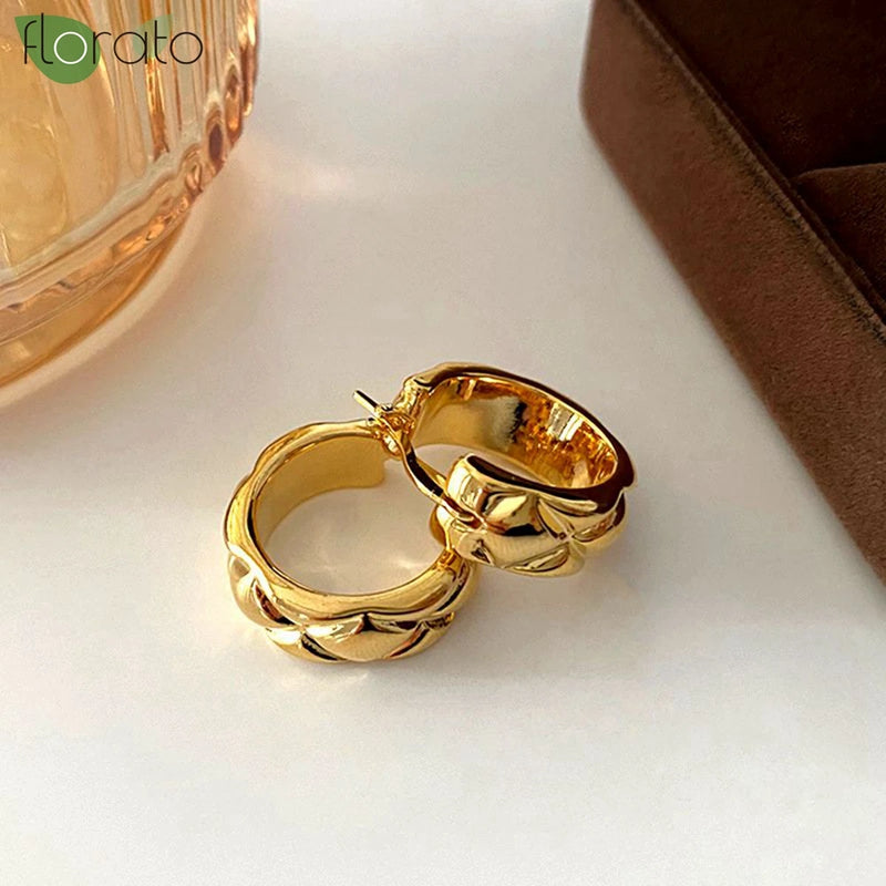925 Silver Needle Diamond Pattern Big Hoop Earrings for Women