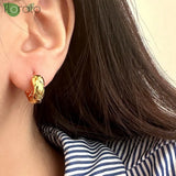 925 Silver Needle Diamond Pattern Big Hoop Earrings for Women