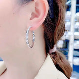 Sterling Silver Needle Earrings with Zircon Inlay