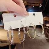 Sterling Silver Needle Earrings with Zircon Inlay