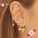 925 Silver Insect Pendant Hoop Earrings for Women Bee/Butterfly Jewelry