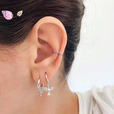 925 Silver Insect Pendant Hoop Earrings for Women Bee/Butterfly Jewelry