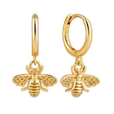 925 Silver Insect Pendant Hoop Earrings for Women Bee/Butterfly Jewelry