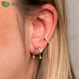 925 Silver Butterfly Zircon Hoop Earrings for Women Jewelry