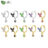 925 Silver Butterfly Zircon Hoop Earrings for Women Jewelry