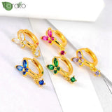 925 Silver Butterfly Zircon Hoop Earrings for Women Jewelry