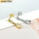 925 Silver CZ Crystal Teardrop Earrings 24K Wedding Jewelry