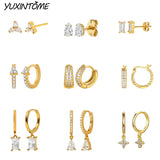 925 Sterling Silver Small Hoop Earrings 24K Ear Accessories