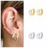 925 Silver Enamel Circle Animals Hoop Earrings Elephant/Rhino/Snake Pendant