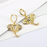 925 Silver Enamel Circle Animals Hoop Earrings Elephant/Rhino/Snake Pendant