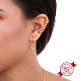 925 Silver Enamel Circle Animals Hoop Earrings Elephant/Rhino/Snake Pendant