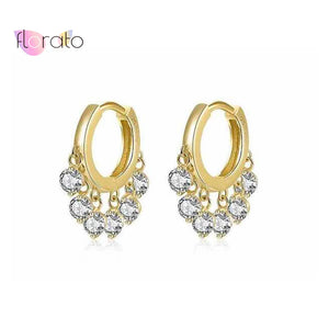 925 Silver Zircon Tassel Star Hoop Earring Wedding Jewelry