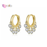 925 Silver Zircon Tassel Star Hoop Earring Wedding Jewelry