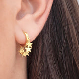 925 Silver Zircon Tassel Star Hoop Earring Wedding Jewelry