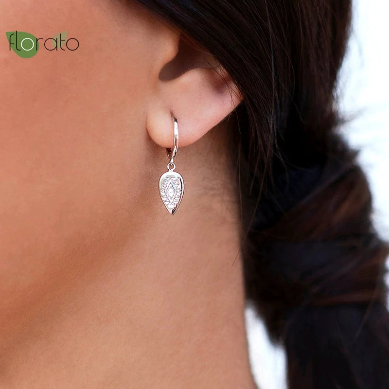 925 Silver Evil Eye Hoop Earrings Vintage Geometric High Jewelry
