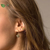 Sterling Silver Evil Eye Hoop Earrings Vintage Round Pendant
