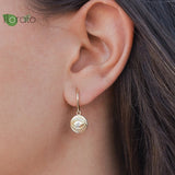 Sterling Silver Evil Eye Hoop Earrings Vintage Round Pendant