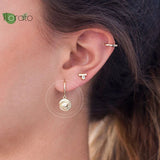 Sterling Silver Evil Eye Hoop Earrings Vintage Round Pendant